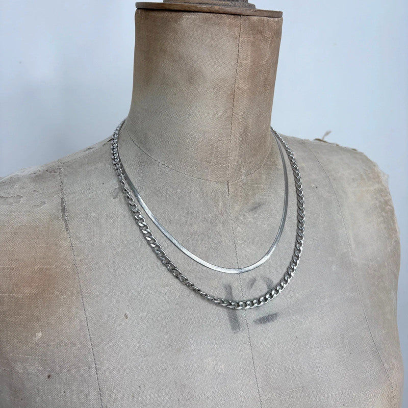 layered silver chain necklace