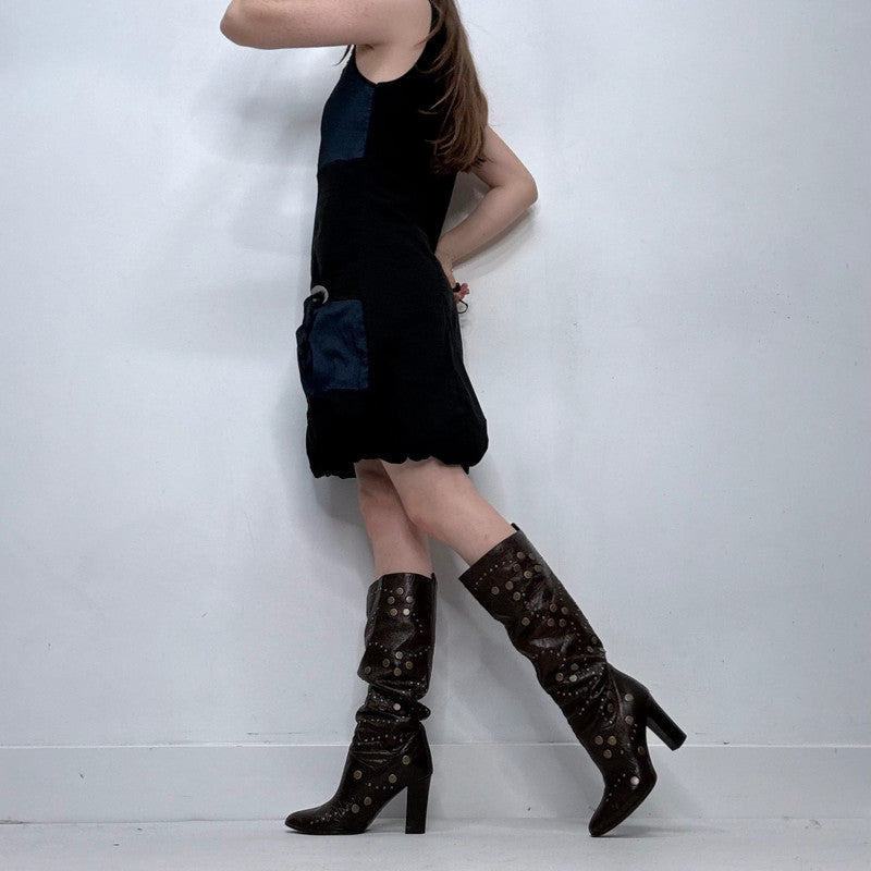 structured puff navy and black