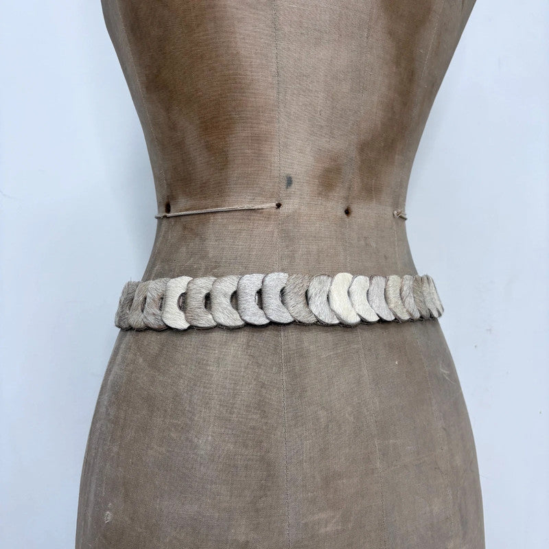 cream pony hair cowhide belt