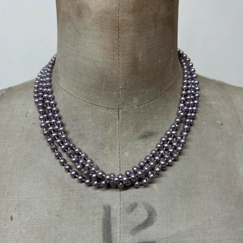 layered pearl metallic necklace