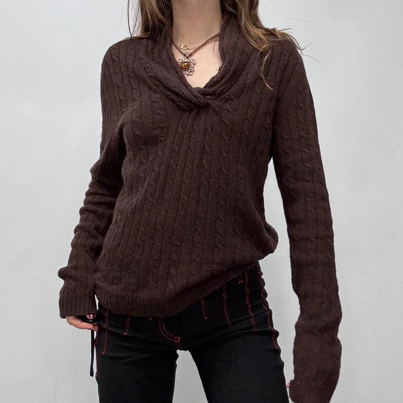 slouchy brown knit jumper