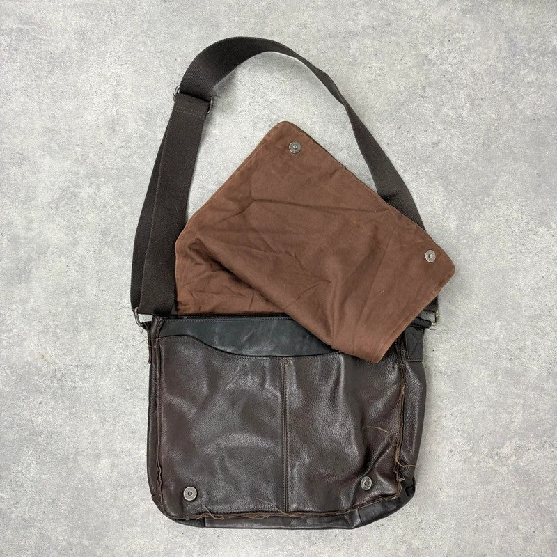 Brown leather satchel slouchy crossbody bag
