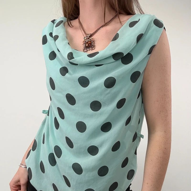 Slouchy Silk Polka Dot Vest
