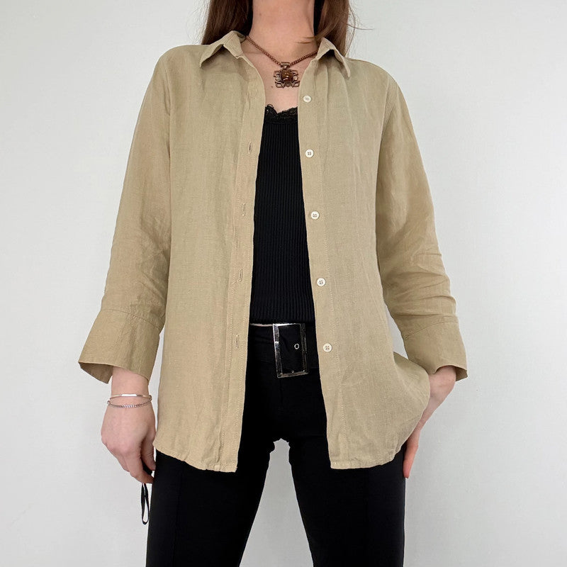 backless cut out linen shirt