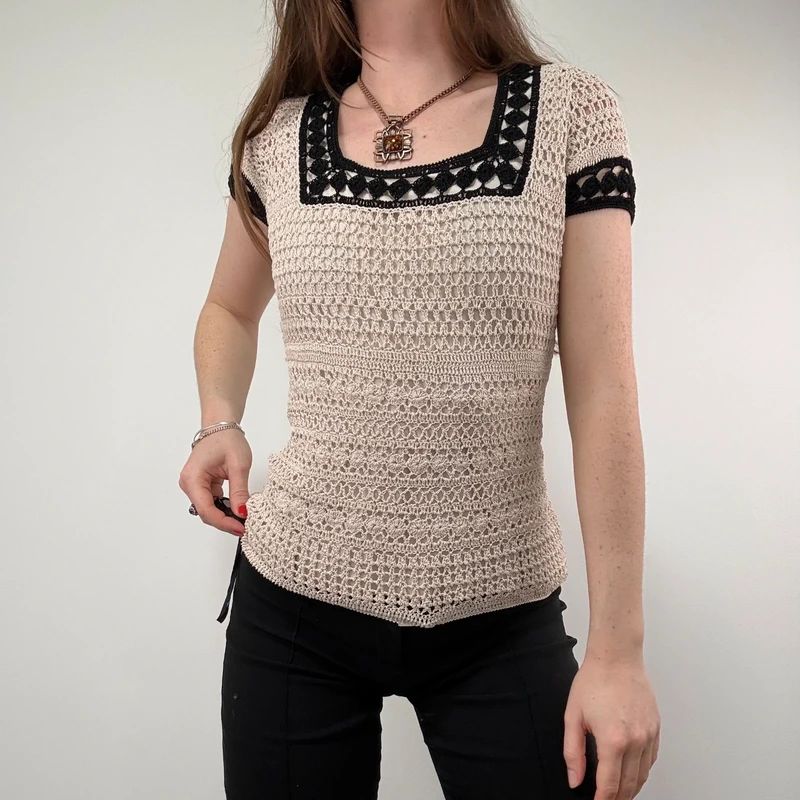 Crochet Lace Knit Cream top