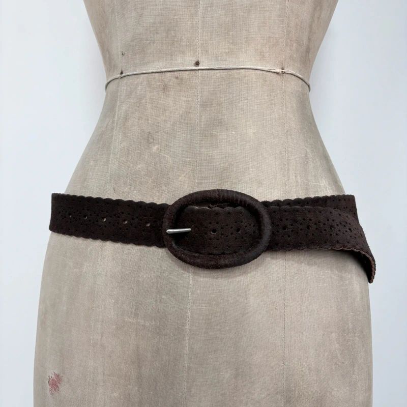 dark brown suede leather belt