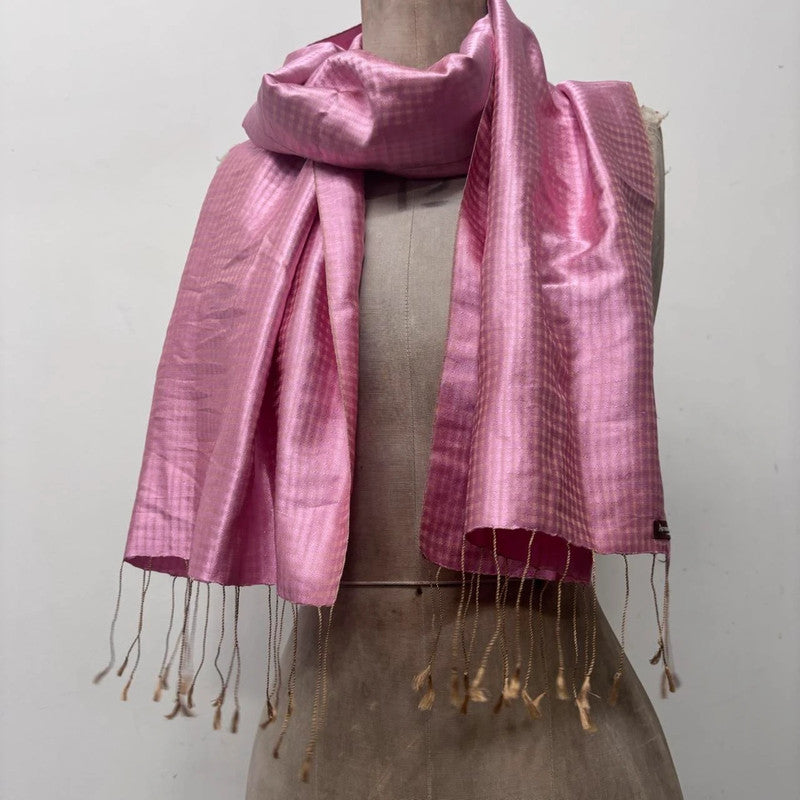 silk satin pink checked scarf