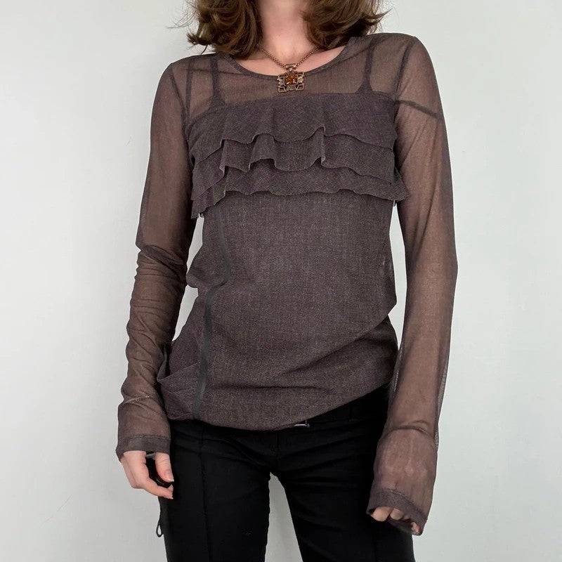 Brown Cop Copine long sleeve layered top