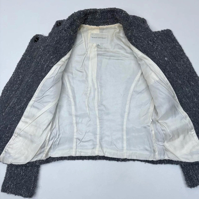grey asymmetric preppy work blazer jacket