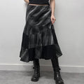 black striped tartan flare maxi skirt