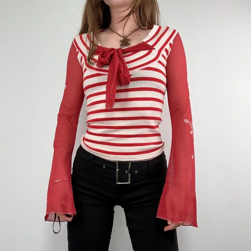 Save the Queen striped flared shirt