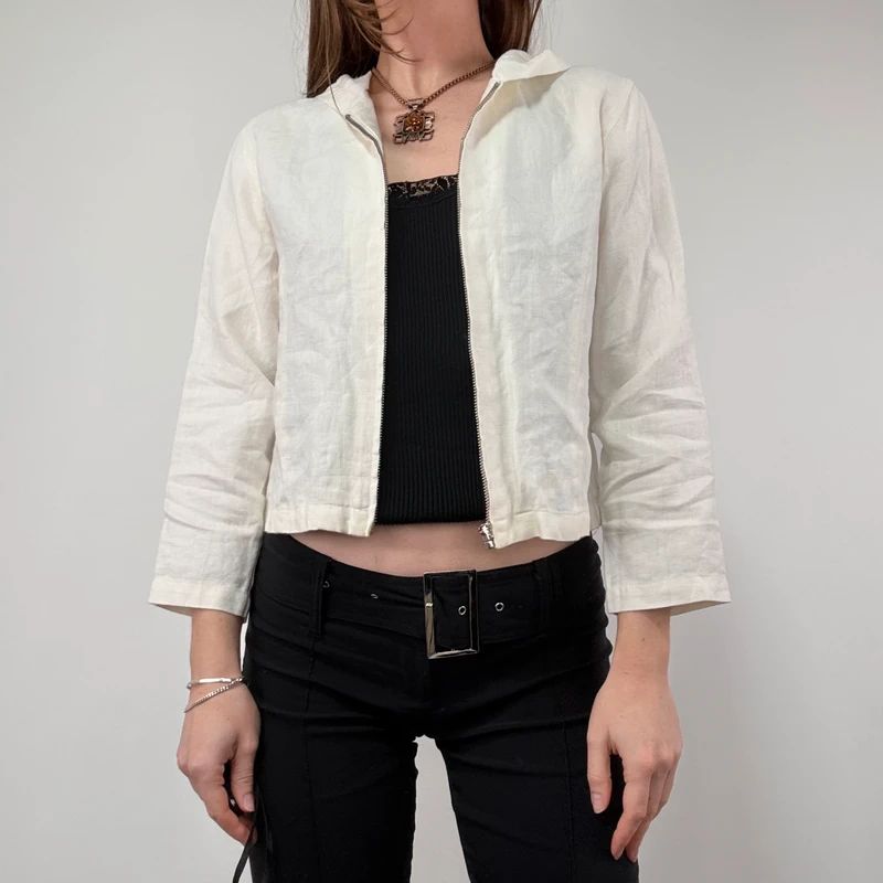 White Linen mini cropped shirt