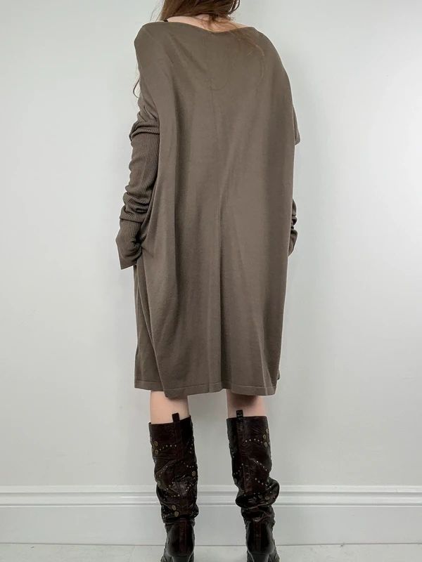 khaki batwing slouchy long sleeve dress