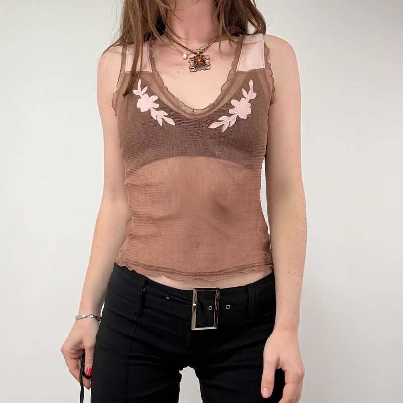Sheer Brown Mesh Fairy Vest