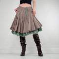 pleated flared cotton midi skirt