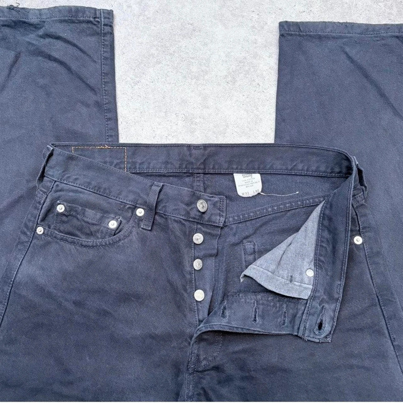 navy wide-leg straight Levi's jeans