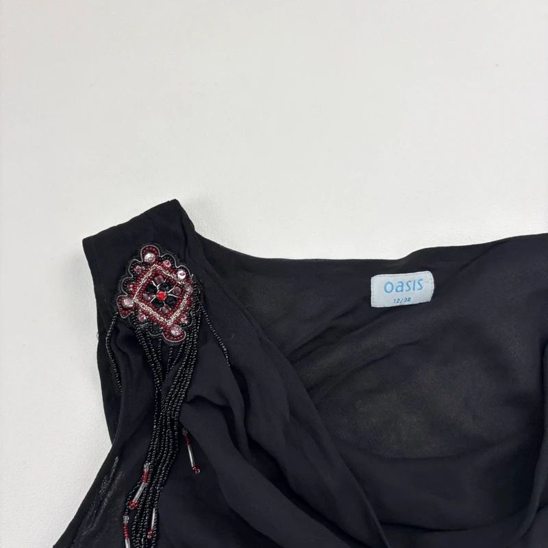 Vintage Black Drape Beaded Cami