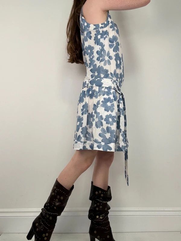 Love moschino blue cotton floral printed flared dress