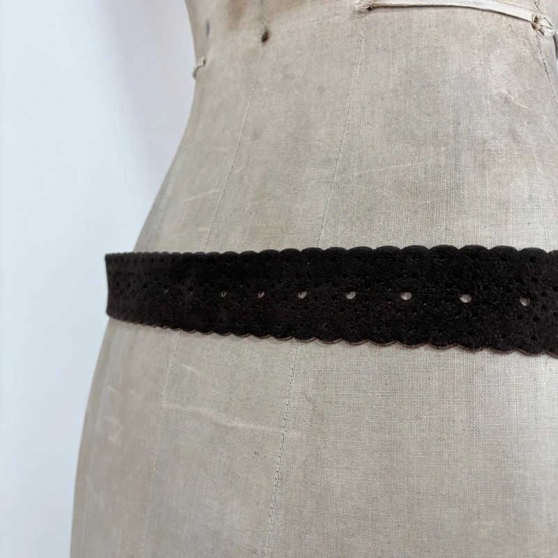 dark brown suede leather belt