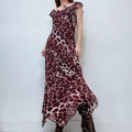 bias cut flutter leopard print dress