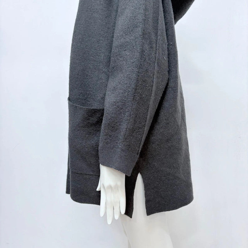 grey wool oversized jacket hoodie