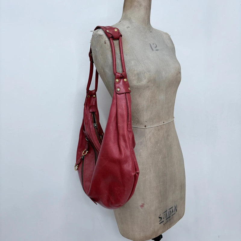 red leather slouchy boho Salvatore Ferragamo bag