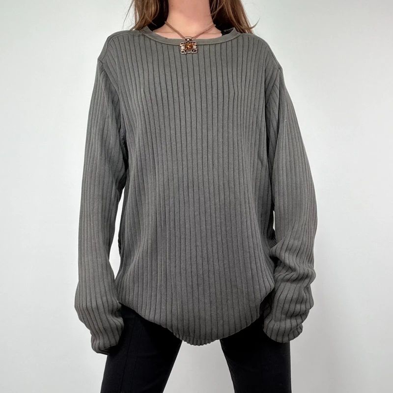 Ribbed Slouchy Distressed Jumper