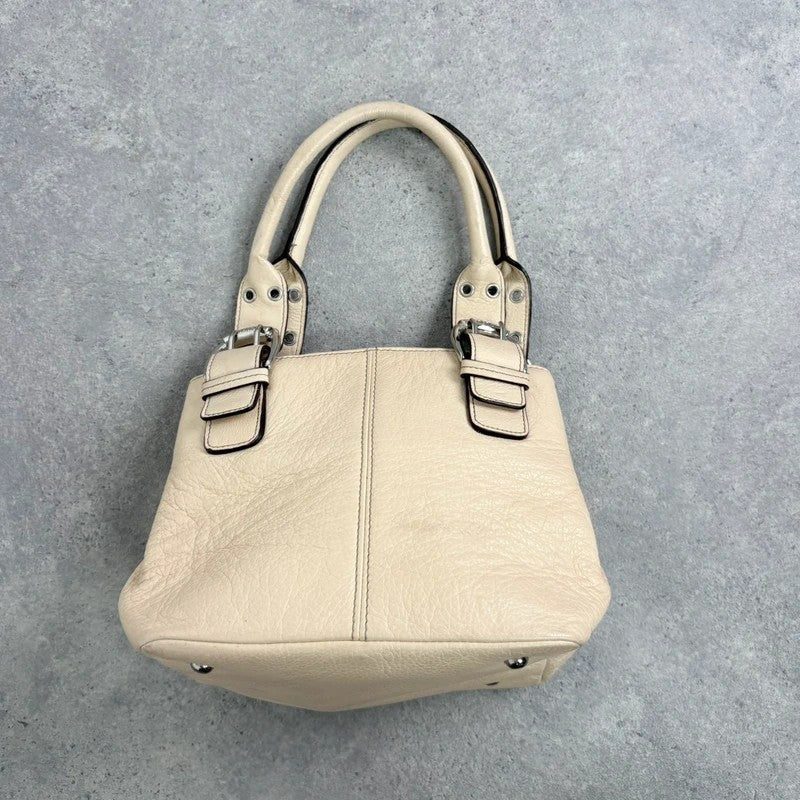 Cream Italian leather Y2K buckle handbag