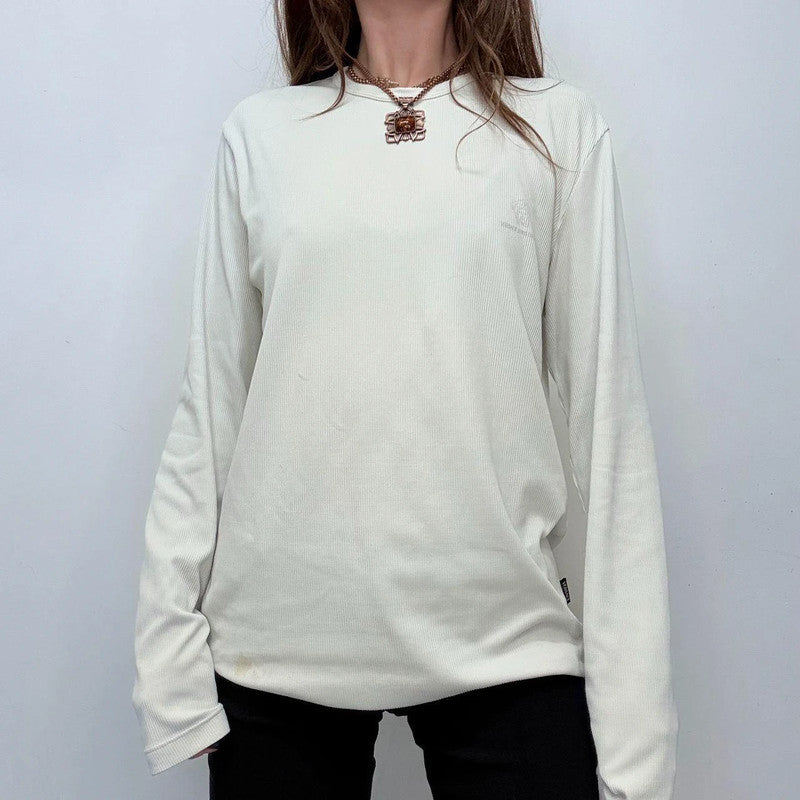 white ribbed versace long sleeve t-shirt