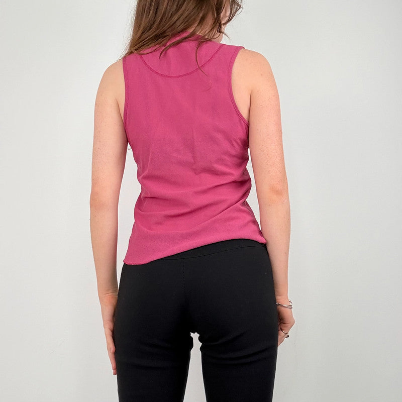 pink pleated flutter vest