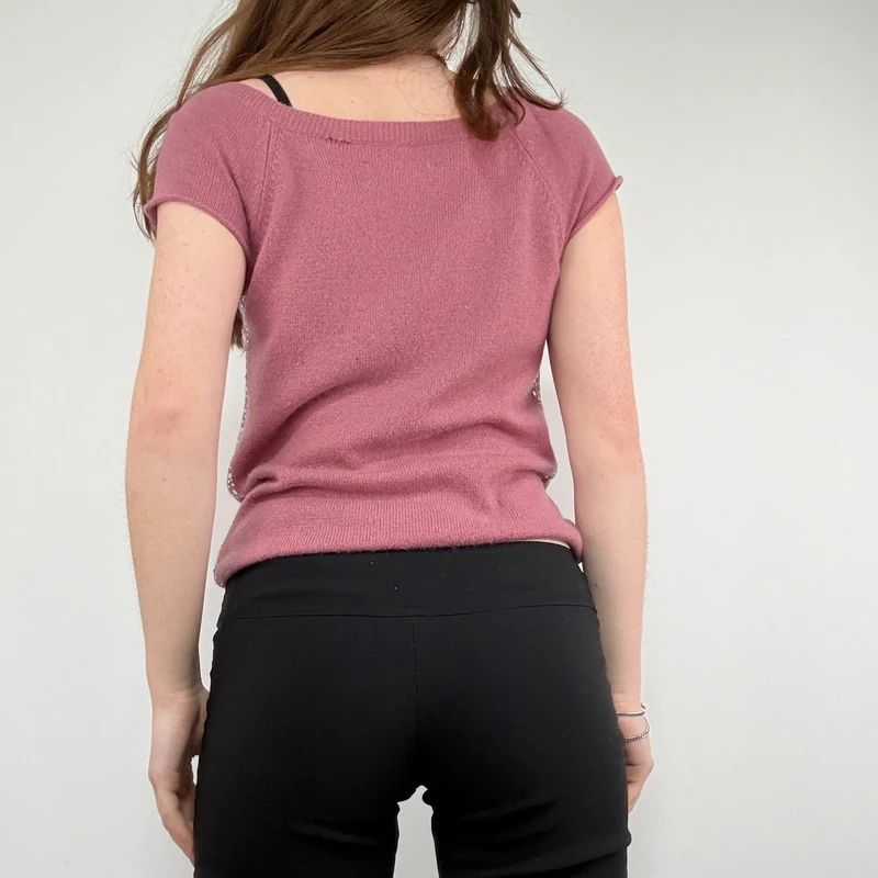 pink cashmere knitted slouchy top