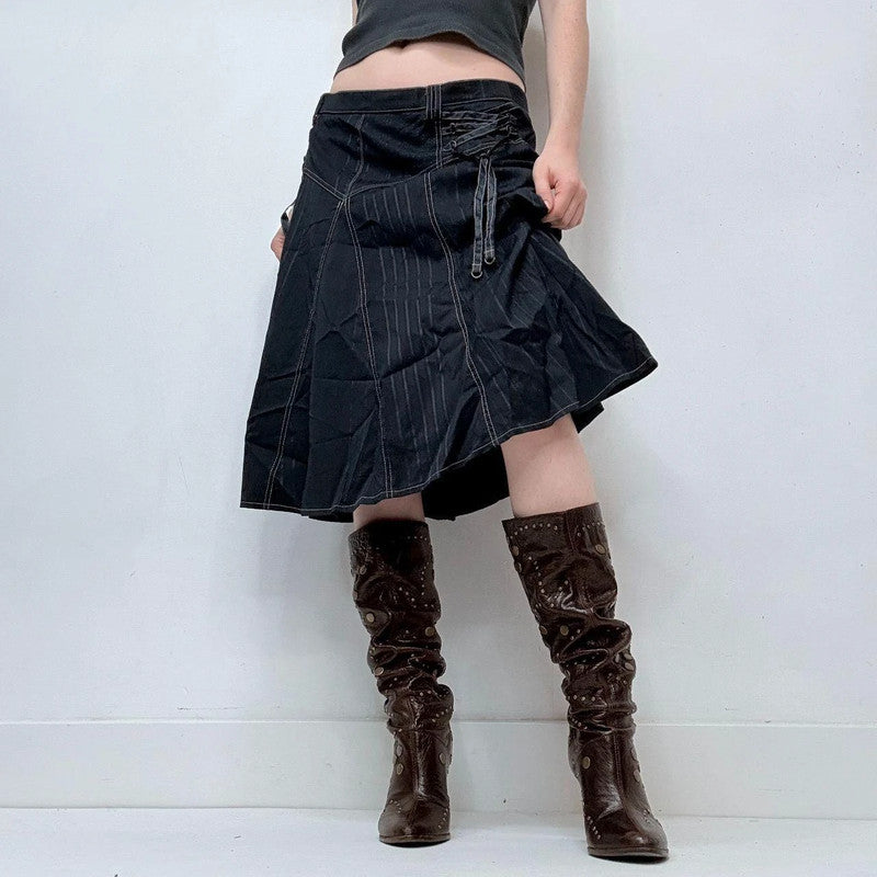 navy corset flared utility skirt
