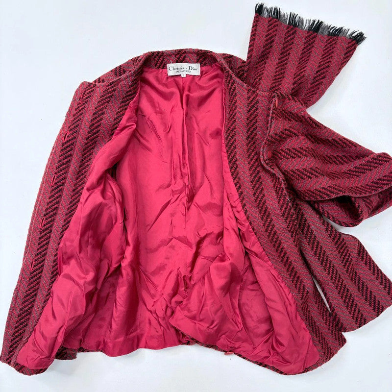 Christian Dior herringbone wrap scarf wool coat