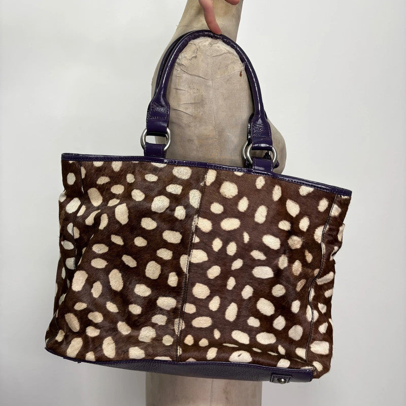 cowhide fawn leather shoulder bag