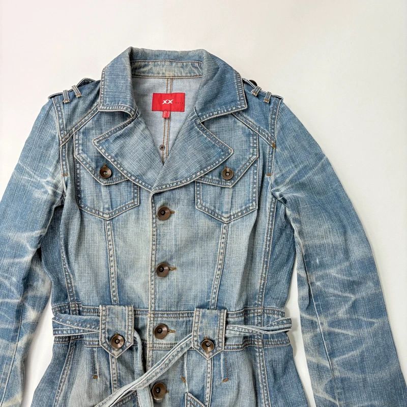 Distressed Denim Trench coat