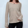 tan cashmere slouchy neck jumper