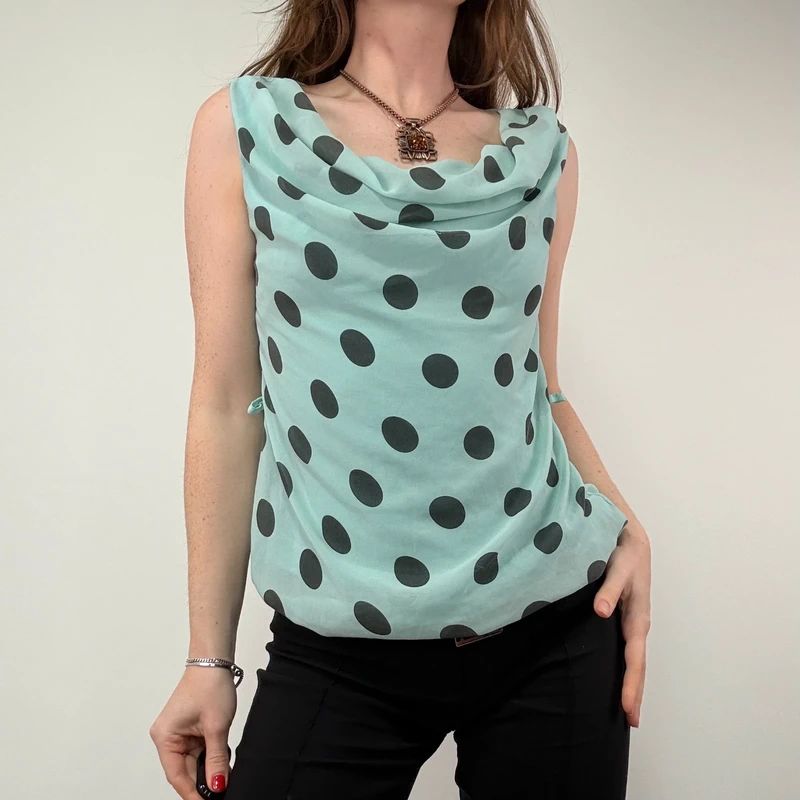 Slouchy Silk Polka Dot Vest
