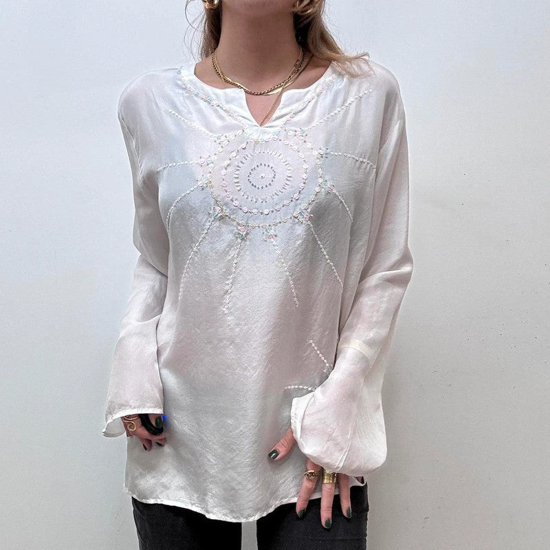 white floaty flared fairy shirt