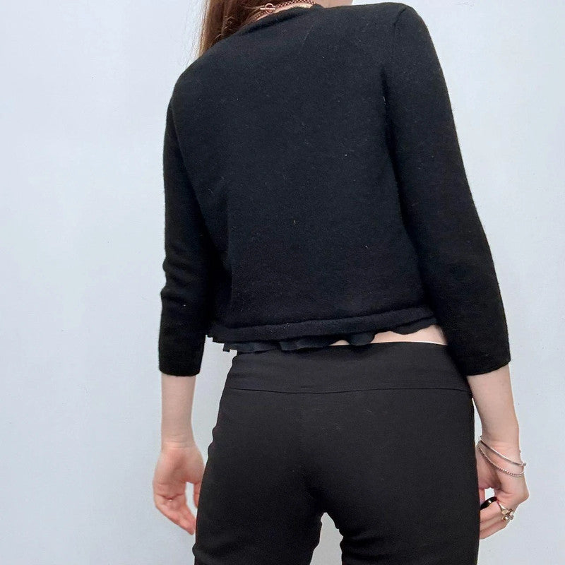 black cropped wool cardigan
