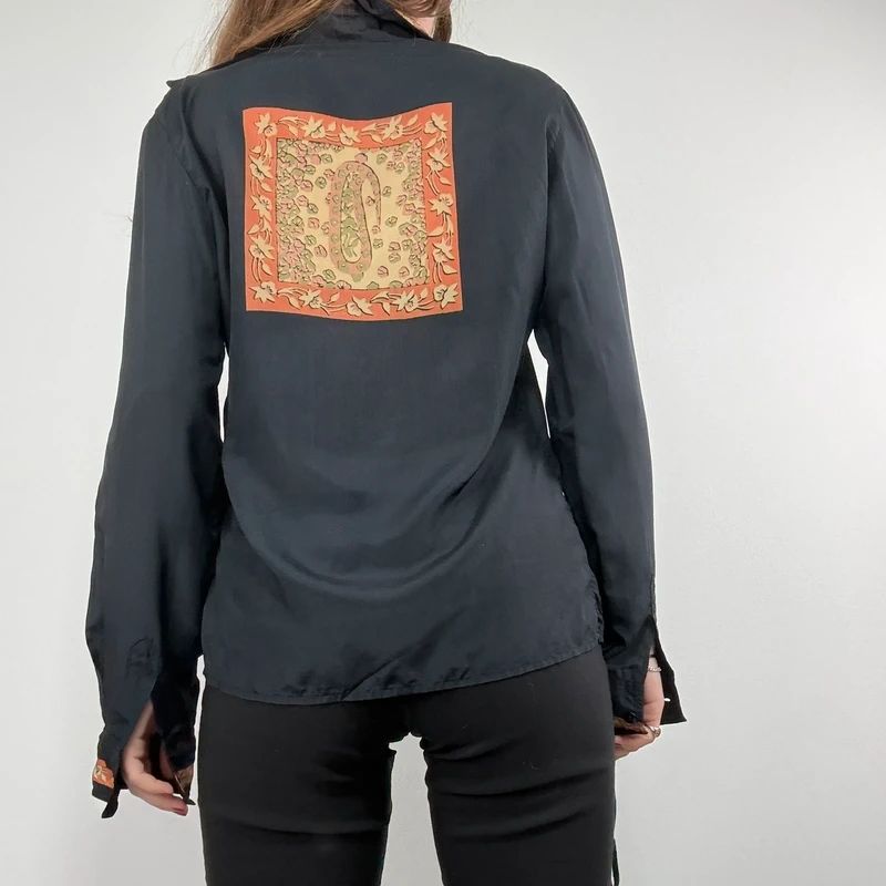 black paisley handkerchief printed shirt