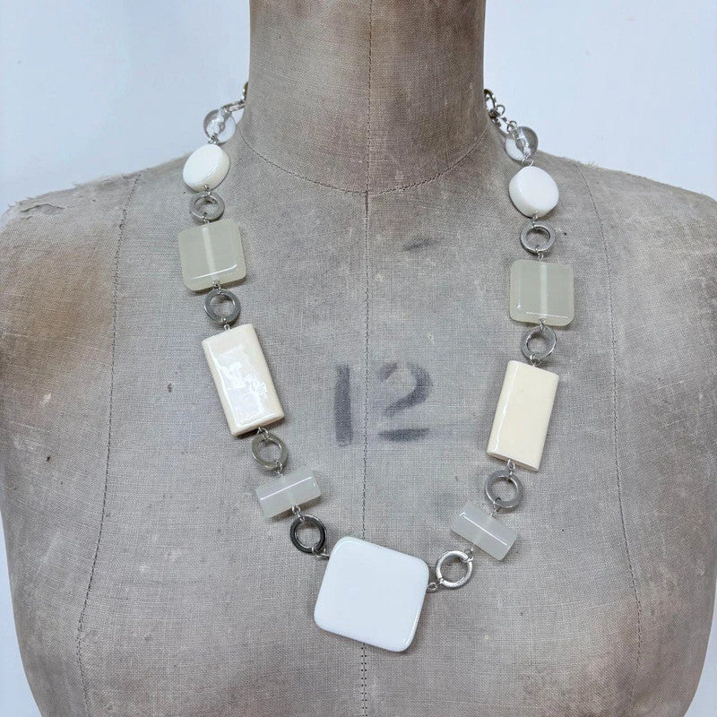 chunky white link waist chain