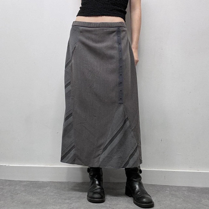 pinstripe grey suit office skirt