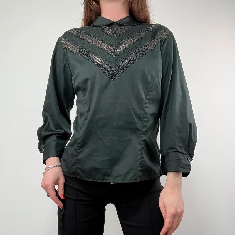 Black Lace puff antique Blouse