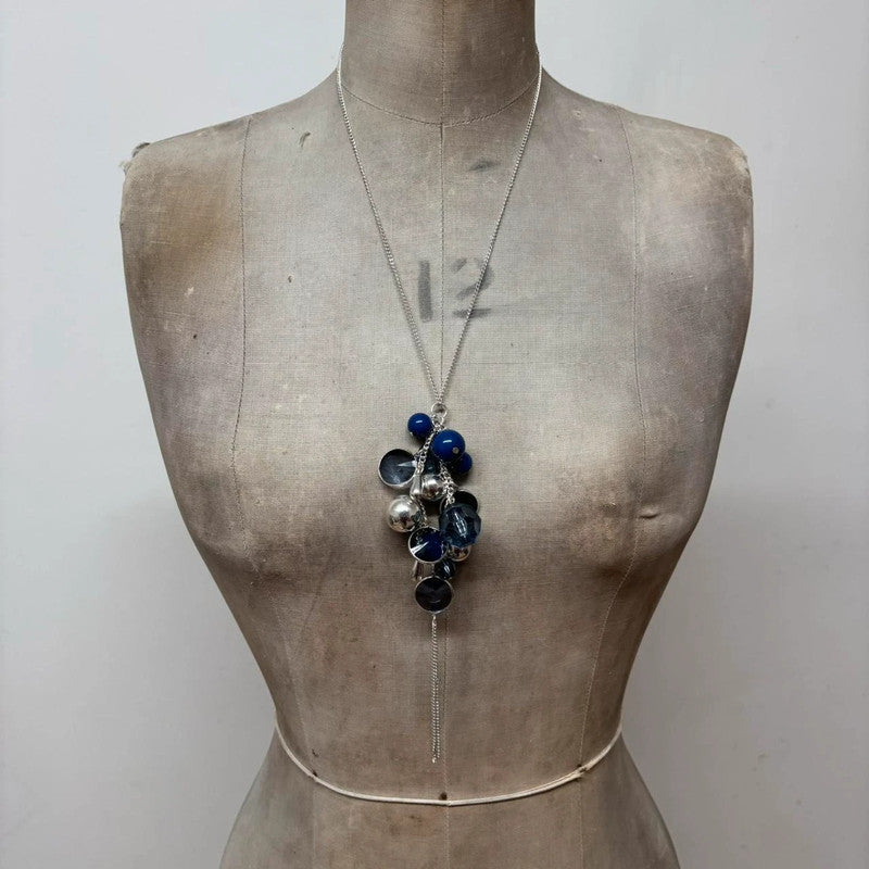 charm necklace silver hanging beads
