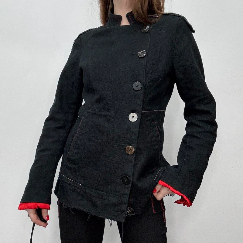 asymmetric archival button grunge blazer