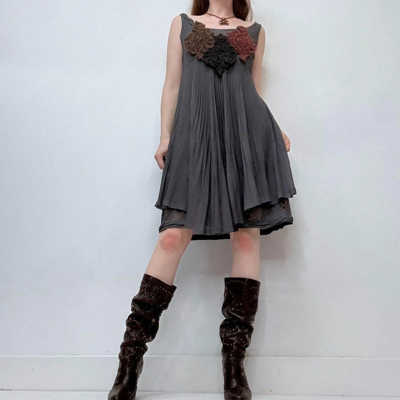 grey plated Save the Queen mesh dress