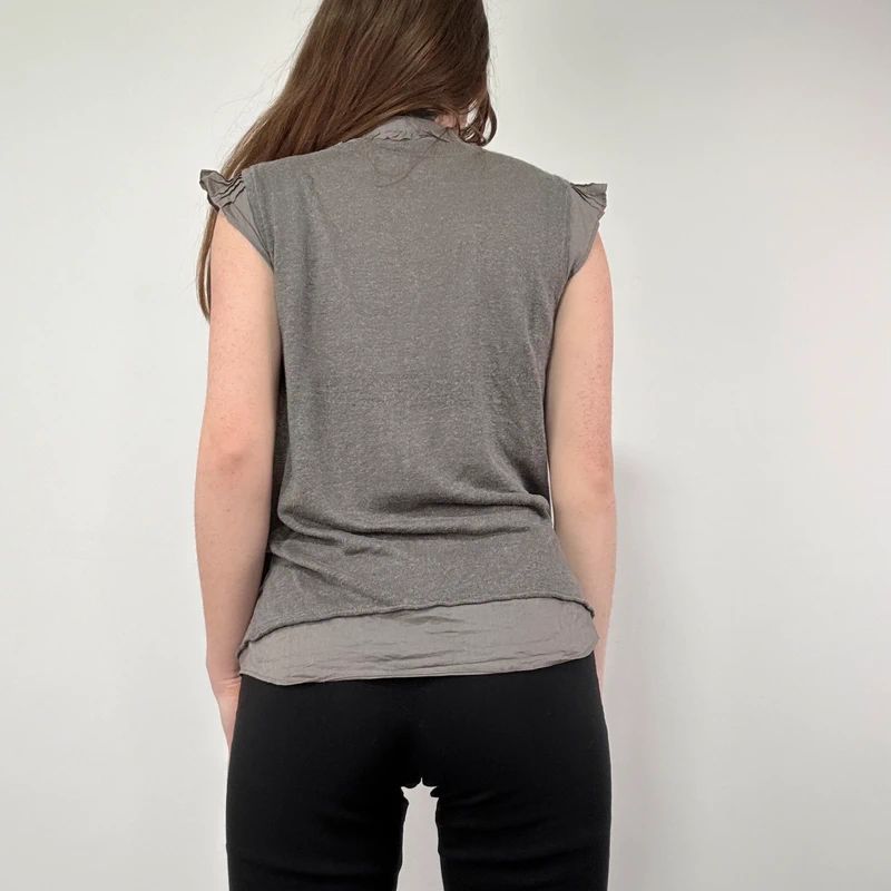 khaki ruffle layered shirt
