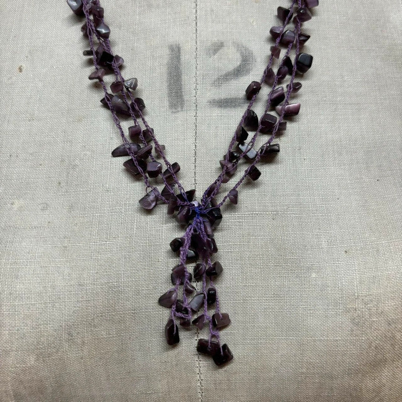 Boho drape gemstone necklace