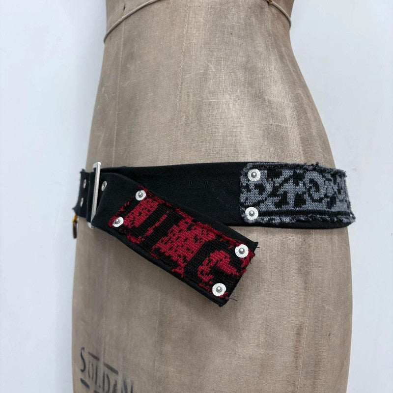 black grunge patchwork belt