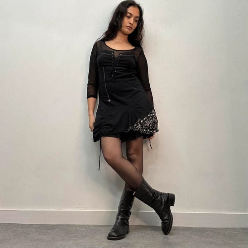 black grunge corset mini dress